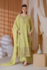 3-Piece Embroidered Chiffon Suit