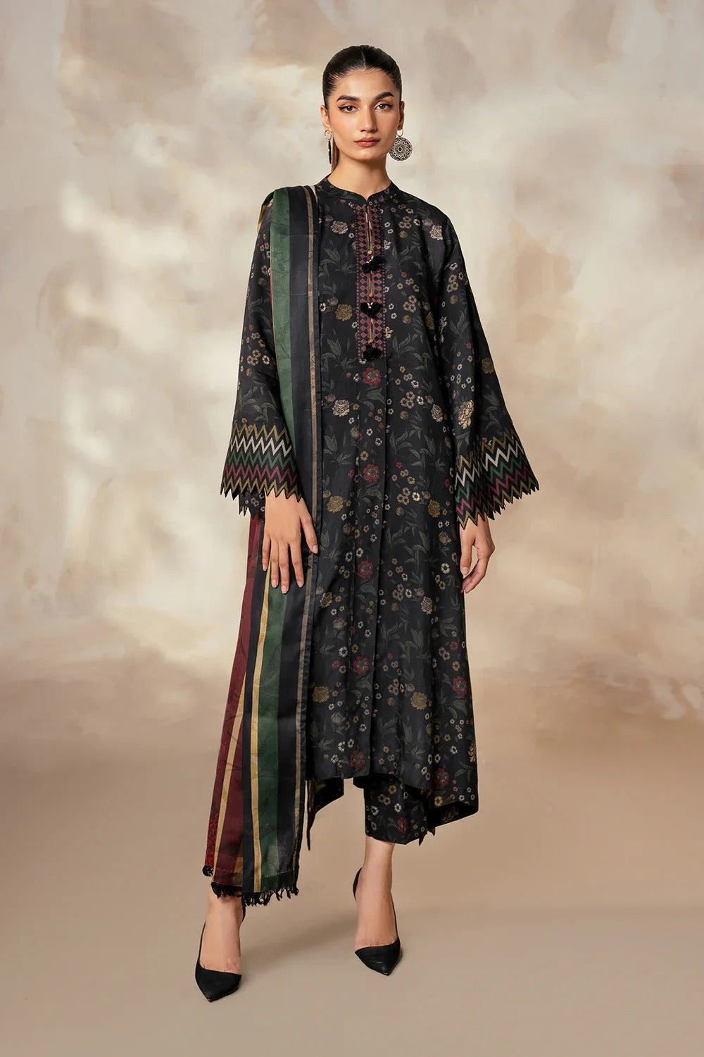 3 Piece BreezeLawn Printed UnStitched Suit with Printed Dupatta & Printed Trouser - Image 1