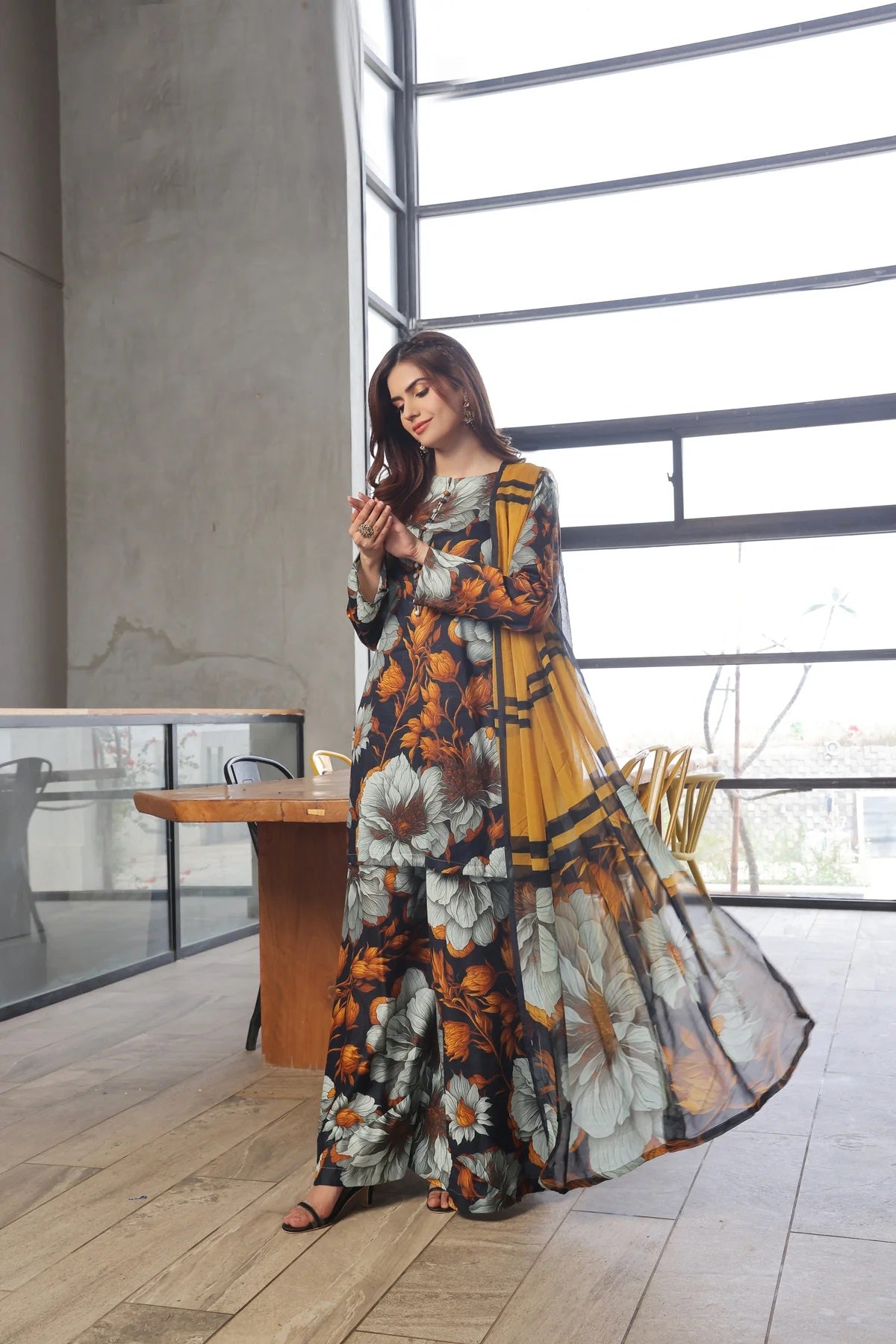 3 Piece BreezeLawn Printed UnStitched Suit with Printed Dupatta & Printed Trouser - Image 1