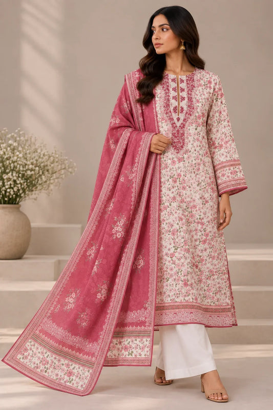 3 PIECE - EMBROIDERED CAMBRIC SUIT