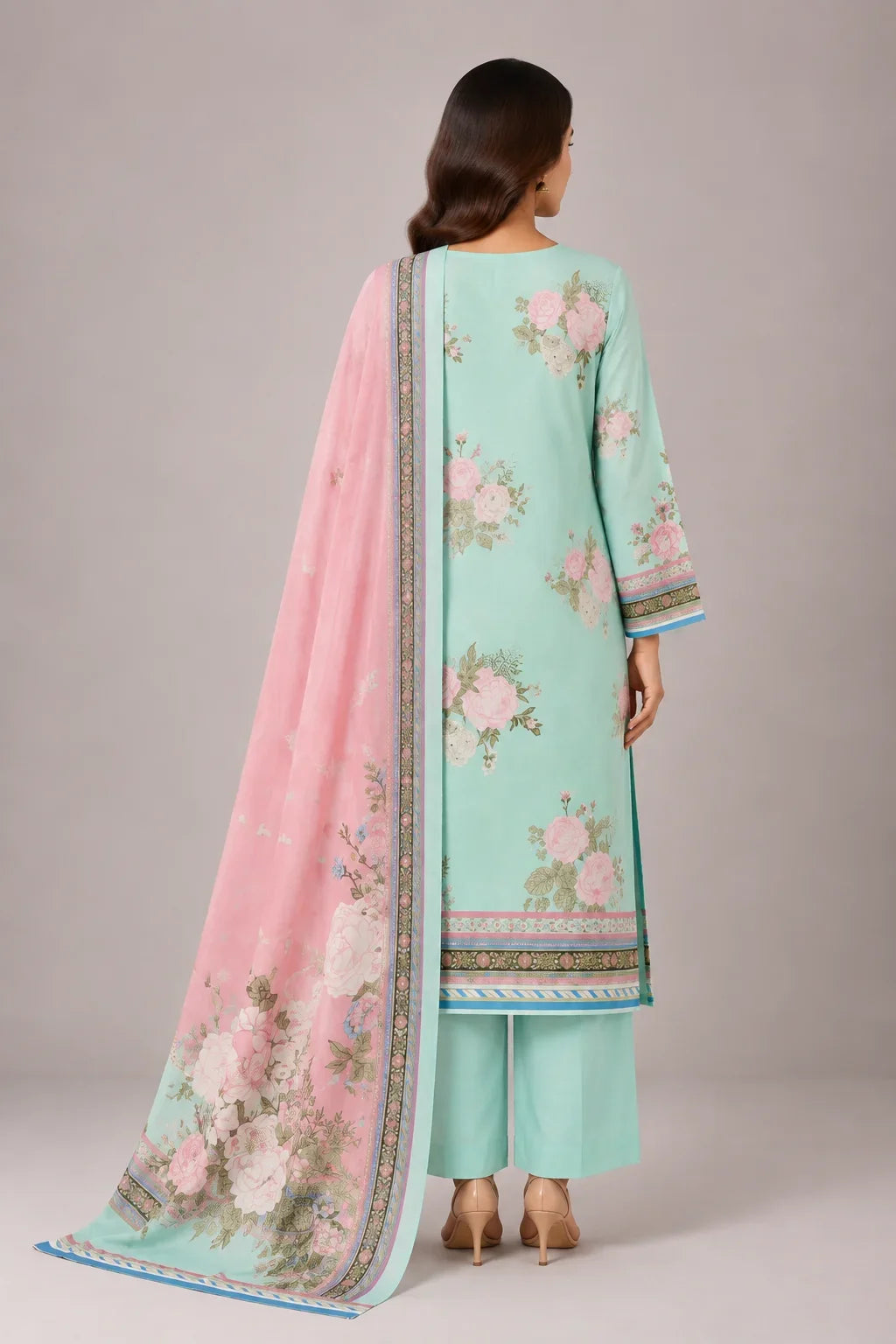 3 PIECE - EMBROIDERED CAMBRIC SUIT
