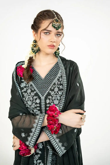 3 Piece - Embroidered Chiffon Suit