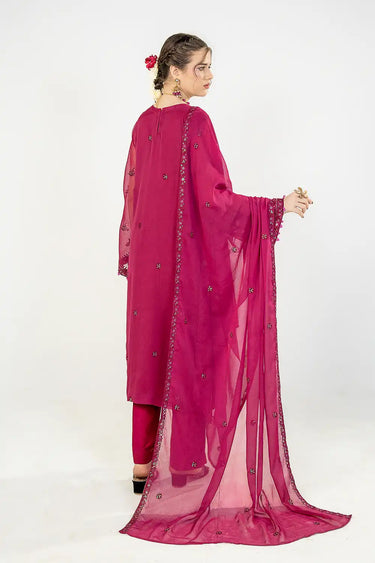 3 Piece - Embroidered Chiffon Suit