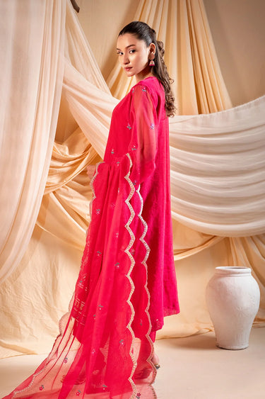 3-Piece Embroidered Khaddi Net Suit