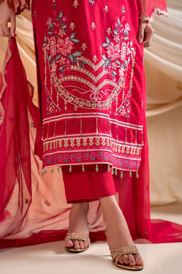 3-Piece Embroidered Khaddi Net Suit