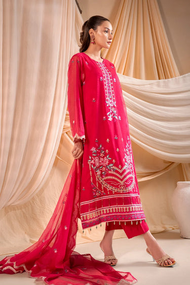 3-Piece Embroidered Khaddi Net Suit