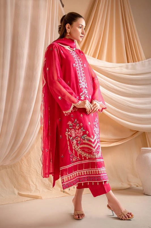 3-Piece Embroidered Khaddi Net Suit
