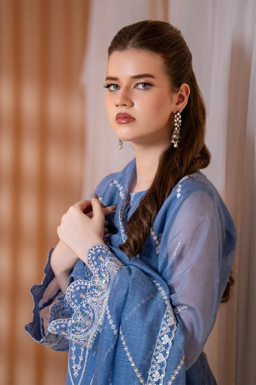 3-Piece Embroidered Khaddi Net Suit