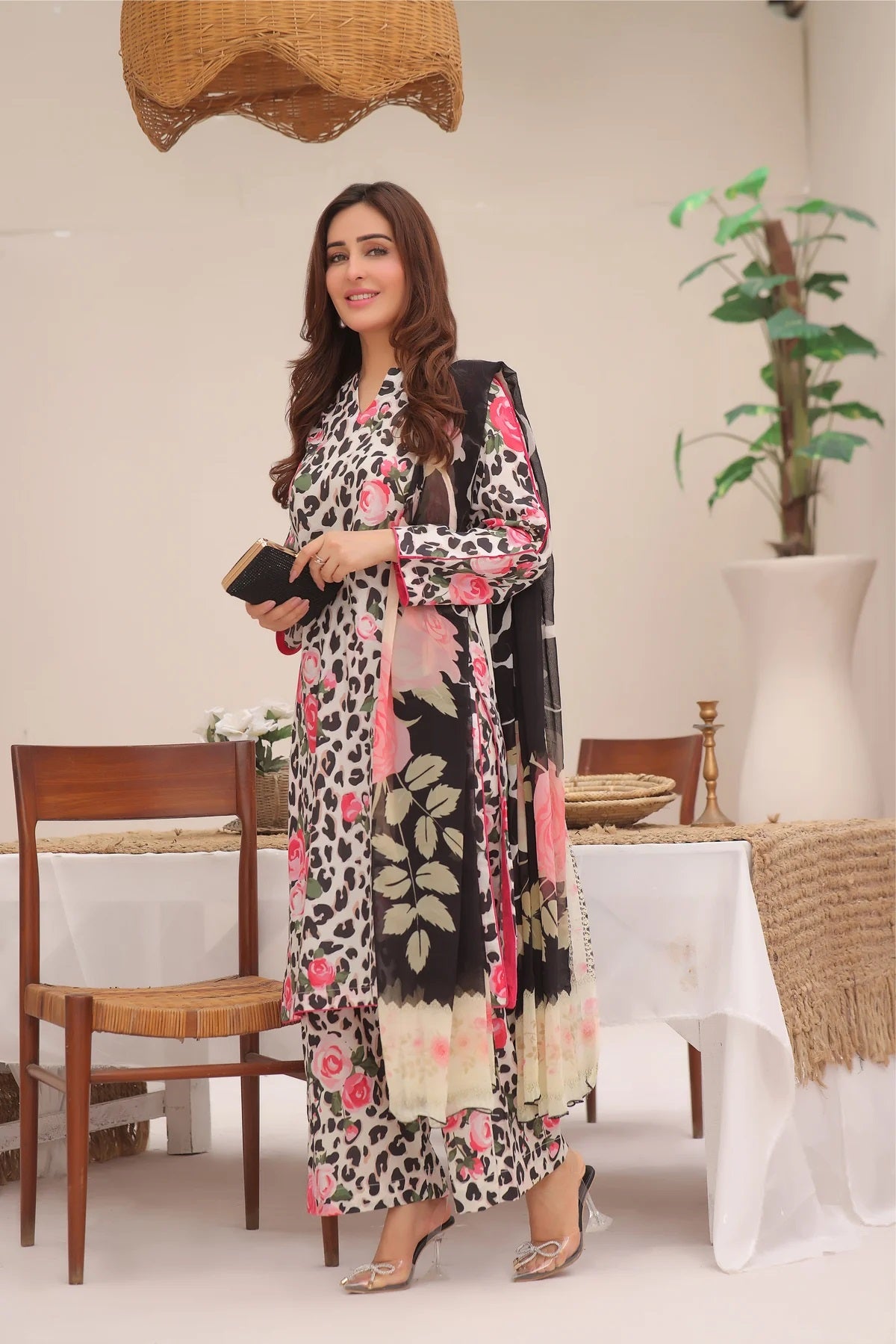 3 Piece BreezeLawn Printed UnStitched Suit with Printed Dupatta & Printed Trouser - Image 1