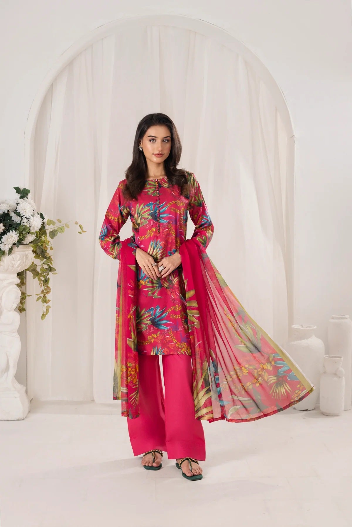 3 Piece BreezeLawn Printed UnStitched Suit with Printed Dupatta & Printed Trouser - Image 1