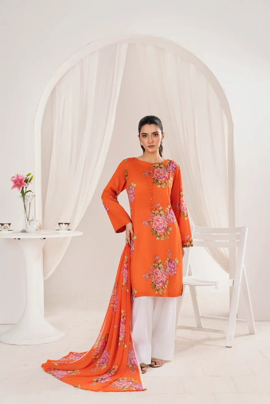 3 Piece BreezeLawn Printed UnStitched Suit with Printed Dupatta & Printed Trouser - Image 1