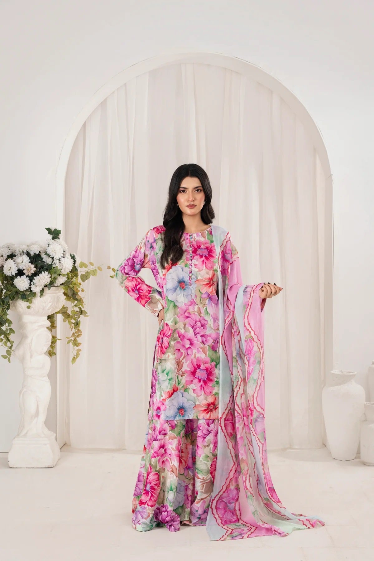 3 Piece BreezeLawn Printed UnStitched Suit with Printed Dupatta & Printed Trouser - Image 1