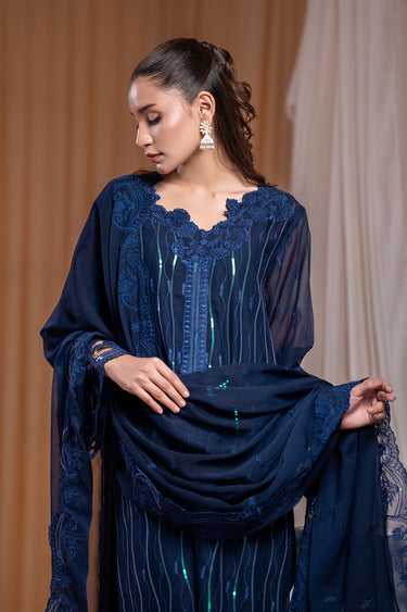 3-Piece Embroidered Chiffon Suit
