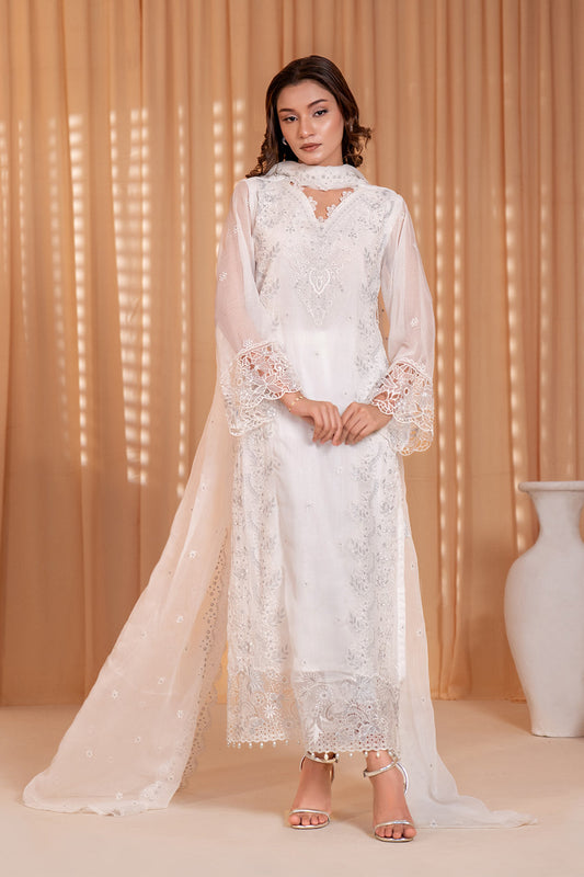 3-Piece Embroidered Chiffon Suit