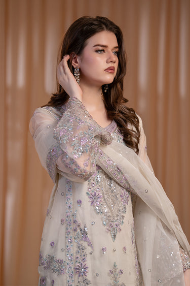 3 Piece - Embroidered Organza Suit