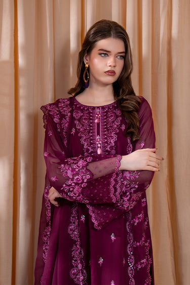 3-Piece Embroidered Chiffon Suit