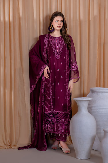 3-Piece Embroidered Chiffon Suit