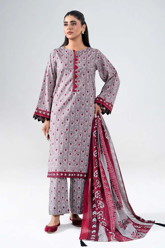 3 Piece BreezeLawn Printed UnStitched Suit with Printed Dupatta & Printed Trouser - Image 1