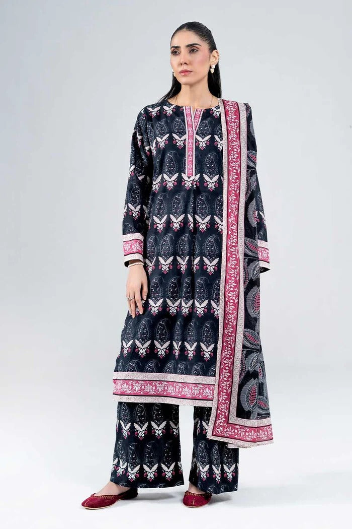 3 Piece BreezeLawn Printed UnStitched Suit with Printed Dupatta & Printed Trouser - Image 1