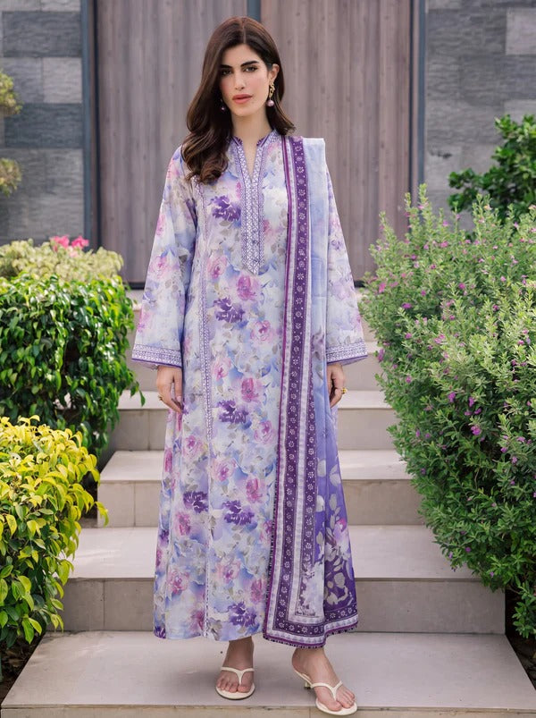 3 Piece BreezeLawn Printed UnStitched Suit with Printed Dupatta & Printed Trouser - Image 1
