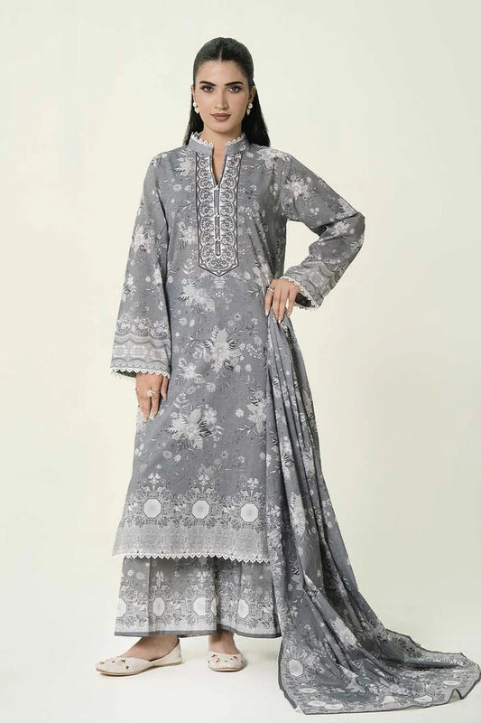 3 Piece BreezeLawn Printed UnStitched Suit with Printed Dupatta & Printed Trouser - Image 1