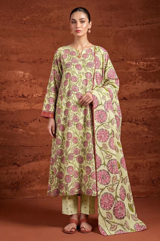 3 Piece BreezeLawn Printed UnStitched Suit with Printed Dupatta & Printed Trouser - Image 1