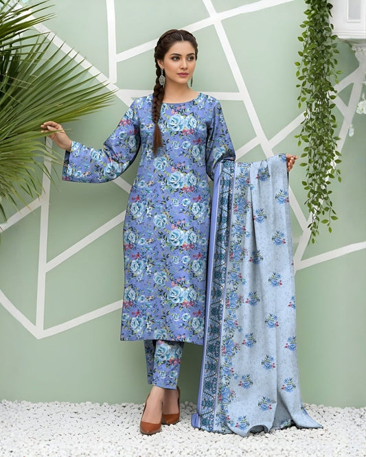 3 Piece BreezeLawn Printed UnStitched Suit with Printed Dupatta & Printed Trouser - Image 1
