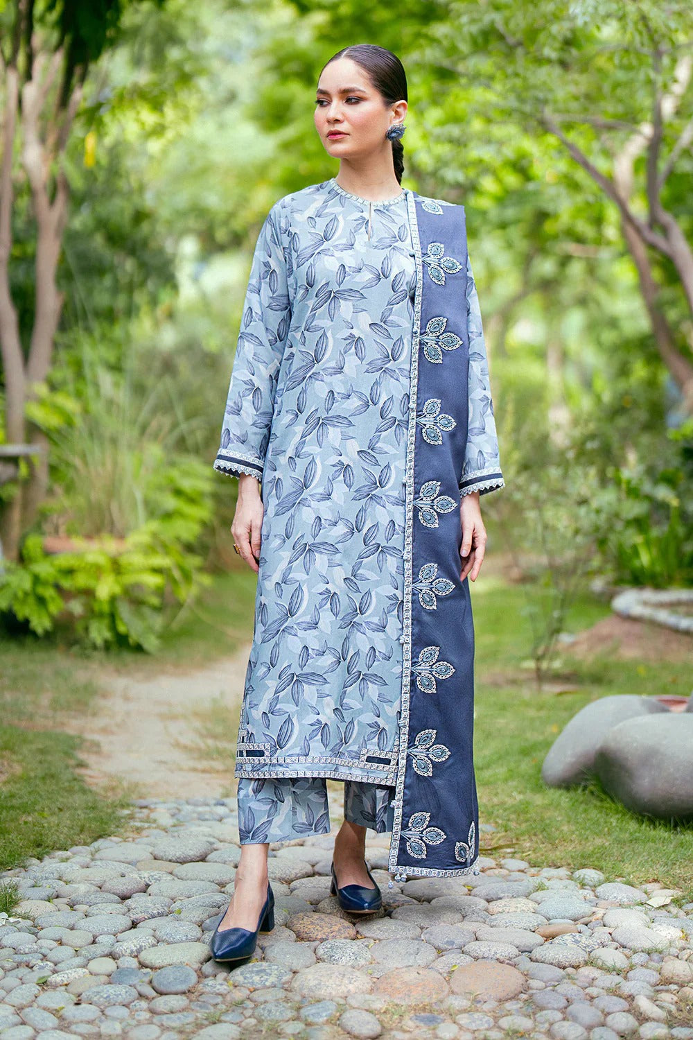 3 Piece BreezeLawn Printed UnStitched Suit with Printed Dupatta & Printed Trouser - Image 1