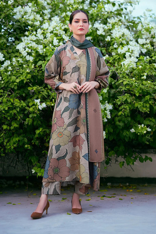 3 Piece BreezeLawn Printed UnStitched Suit with Printed Dupatta & Printed Trouser - Image 1