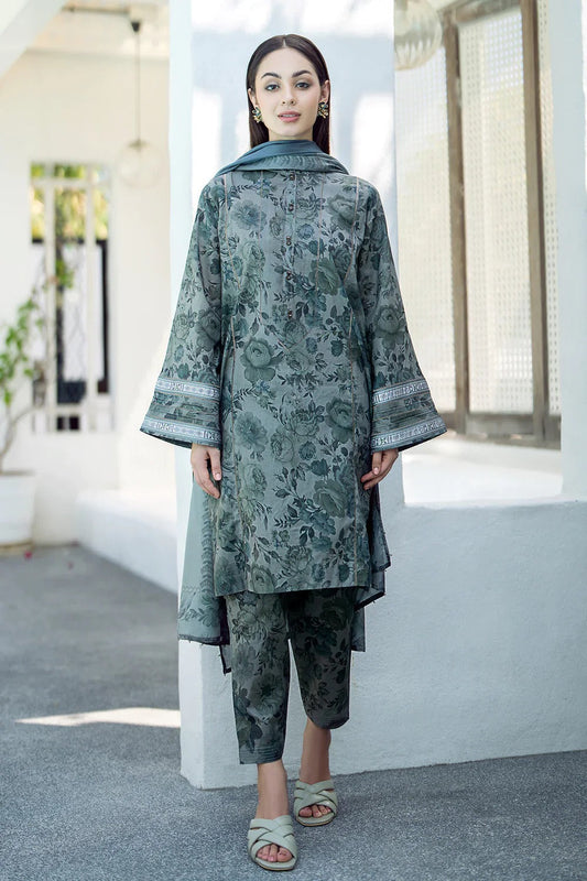 3 Piece BreezeLawn Printed UnStitched Suit with Printed Dupatta & Printed Trouser - Image 1