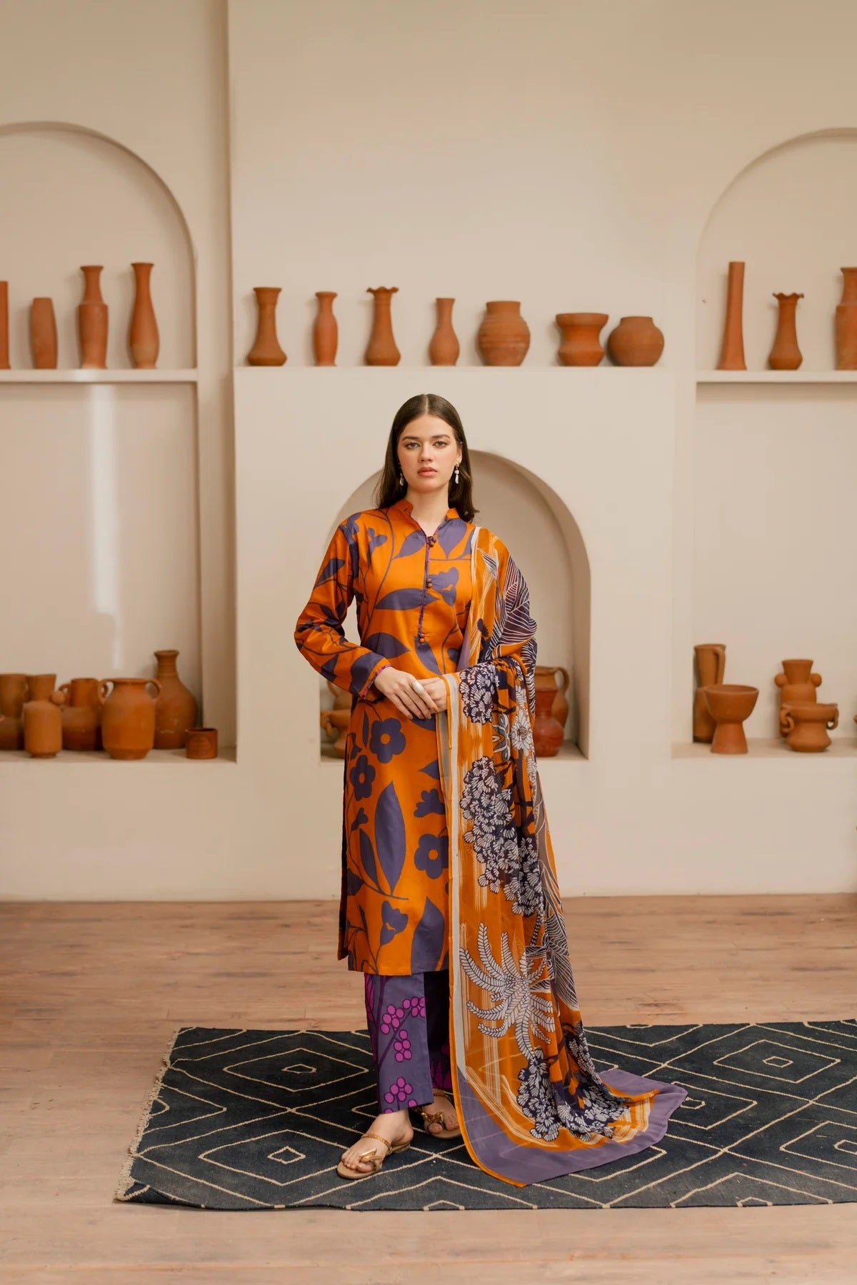 3 Piece BreezeLawn Printed UnStitched Suit with Printed Dupatta & Printed Trouser - Image 1