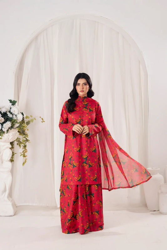3 Piece BreezeLawn Printed UnStitched Suit with Printed Dupatta & Printed Trouser - Image 1