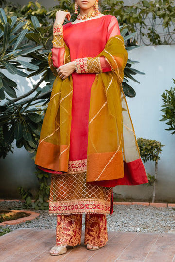 NIMAL – Stitched 3PC Embroidered Organza Suit