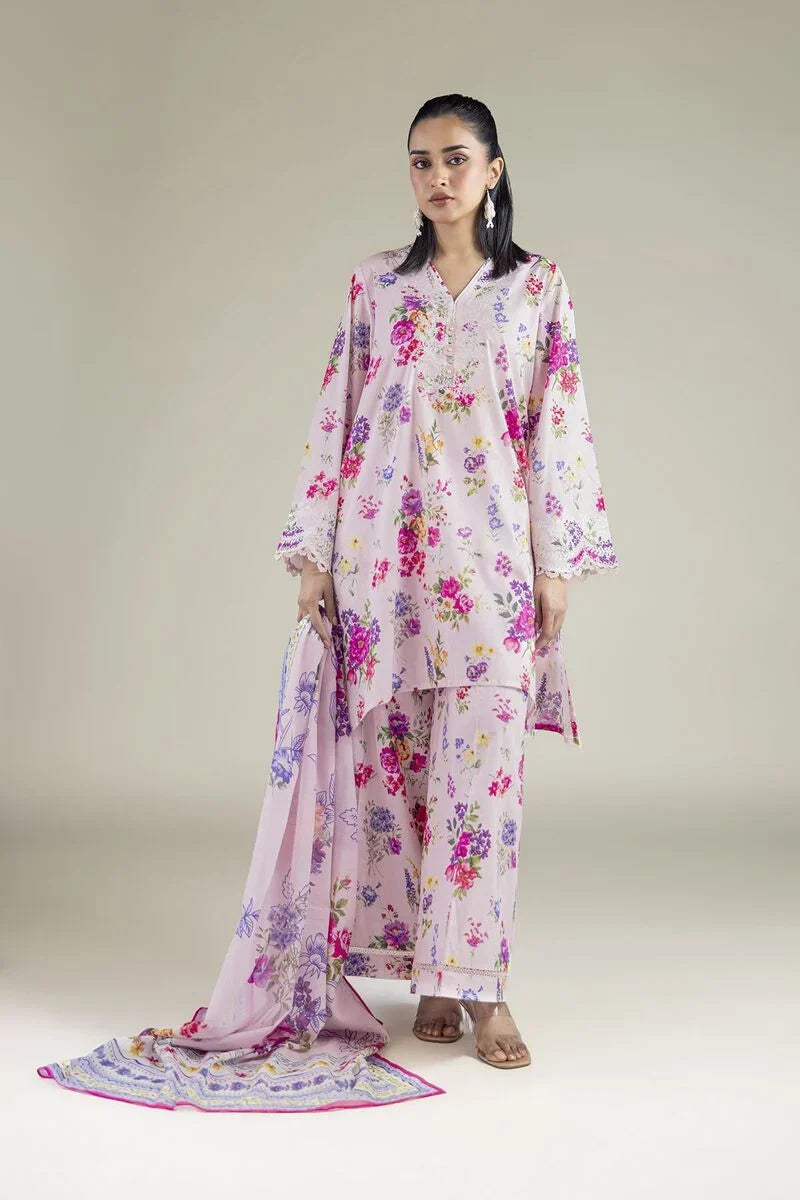 3 Piece BreezeLawn Printed UnStitched Suit with Printed Dupatta & Printed Trouser - Image 1