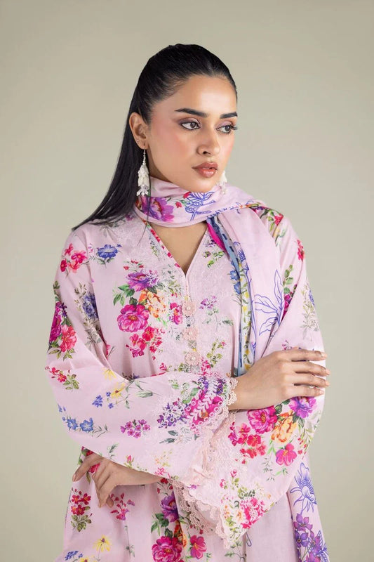 3 Piece BreezeLawn Printed UnStitched Suit with Printed Dupatta & Printed Trouser - Image 2