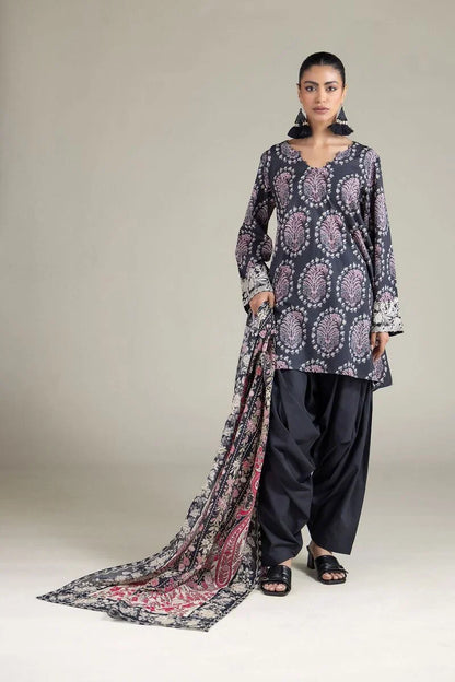 3 Piece BreezeLawn Printed UnStitched Suit with Printed Dupatta & Printed Trouser - Image 1