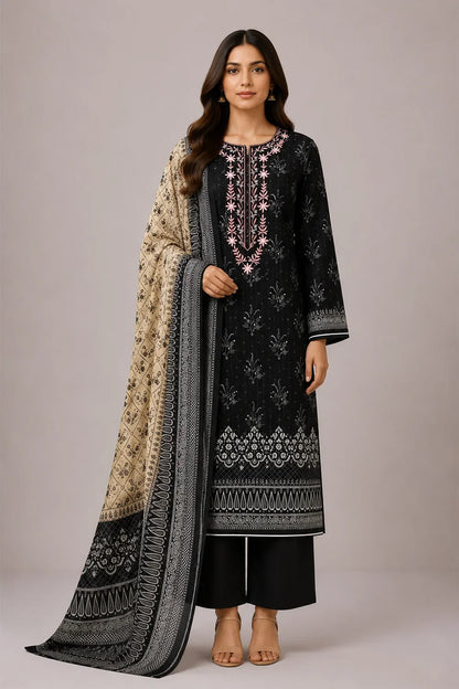 3 PIECE - EMBROIDERED CAMBRIC SUIT