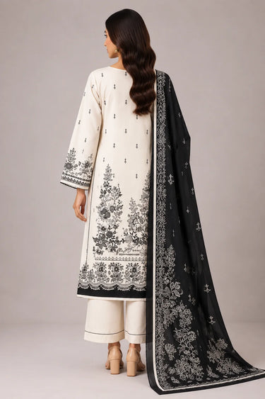 3 PIECE - EMBROIDERED CAMBRIC SUIT