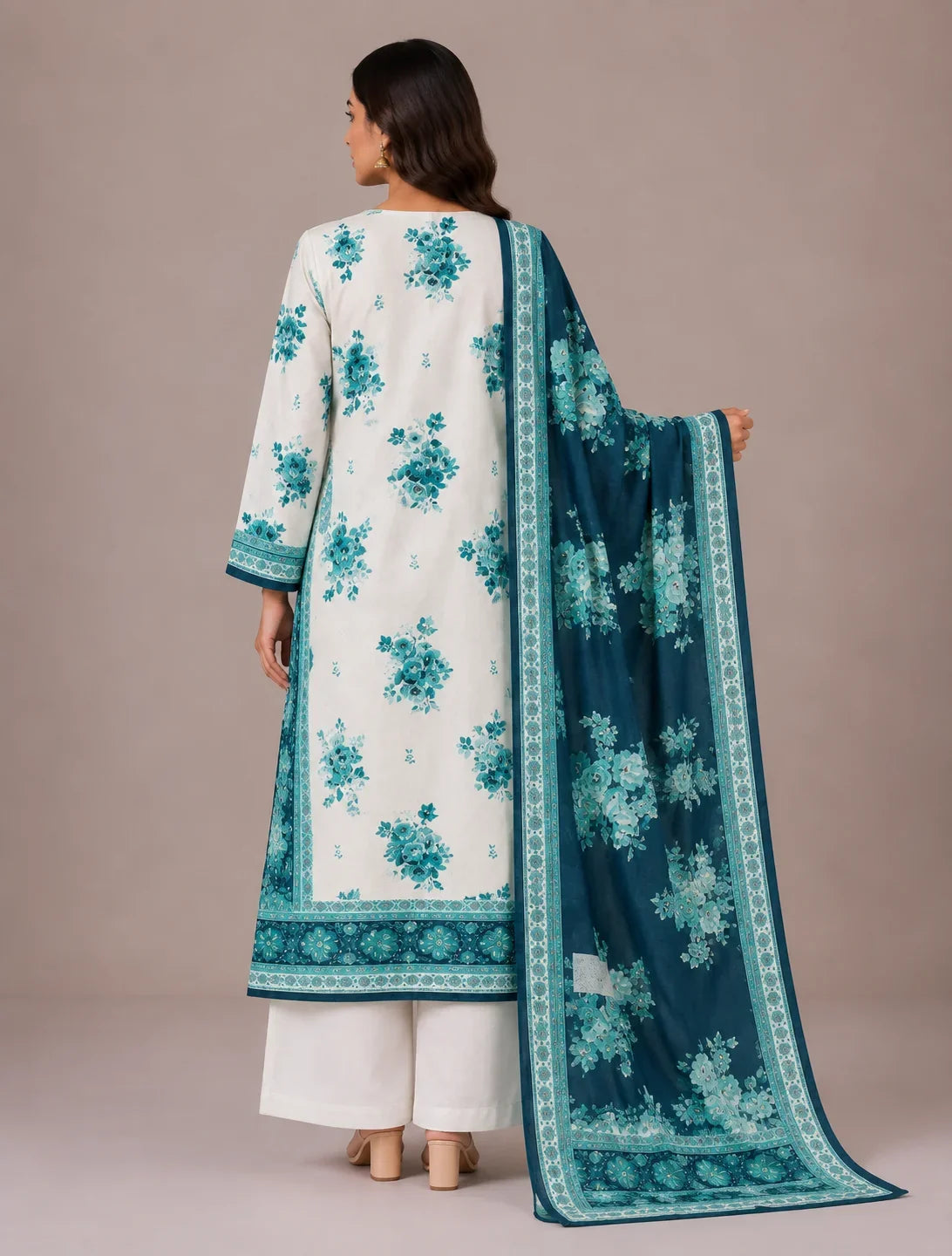 3 PIECE - EMBROIDERED CAMBRIC SUIT