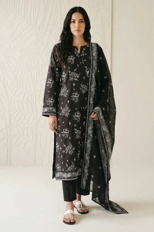 3 Piece BreezeLawn Printed UnStitched Suit with Printed Dupatta & Printed Trouser - Image 1