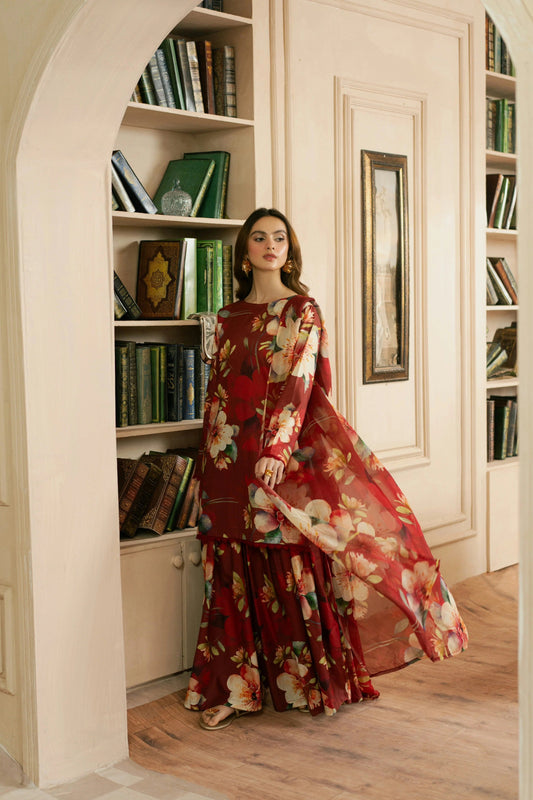 3 Piece BreezeLawn Printed UnStitched Suit with Printed Dupatta & Printed Trouser - Image 1