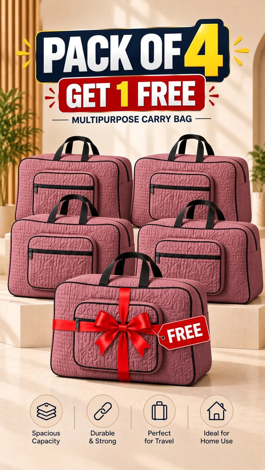 Signature Carry Ease Quilted Bag - Storage & Travelling Bag (Dark Pink)