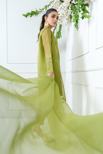 EDARA - Organza - Embroidered - Stitched - 3PC