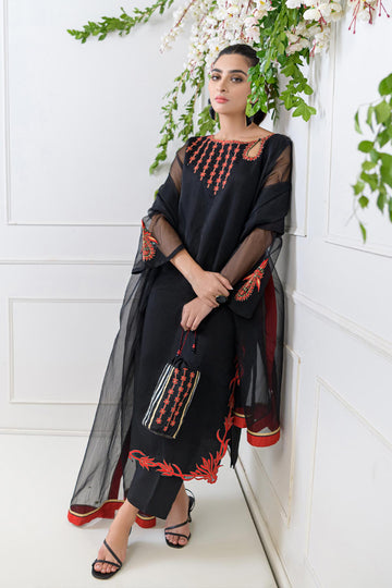 ZULISH – Unstitched 3PC Embroidered Organza Suit