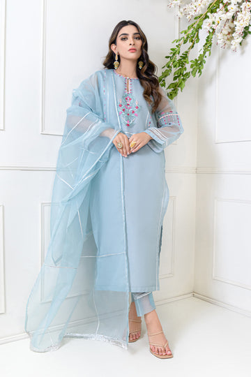 REEHA – Unstitched 3PC Embroidered Organza Suit