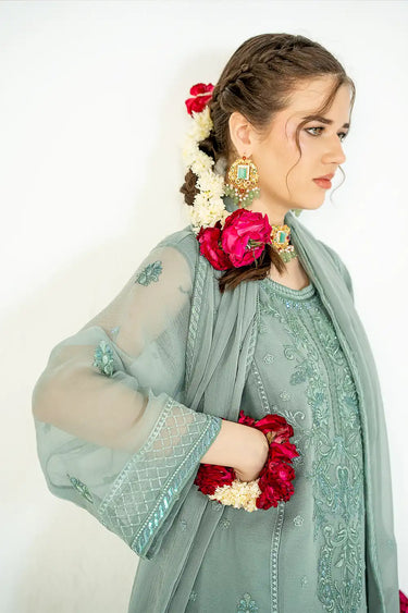 3 Piece - Embroidered Chiffon Suit