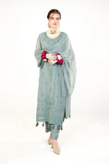 3 Piece - Embroidered Chiffon Suit