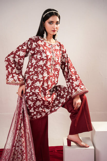 3 Pc Printed Arabic Lawn Unstitched Suit