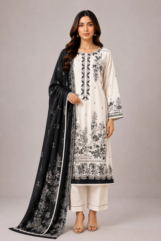 3 PIECE - EMBROIDERED CAMBRIC SUIT