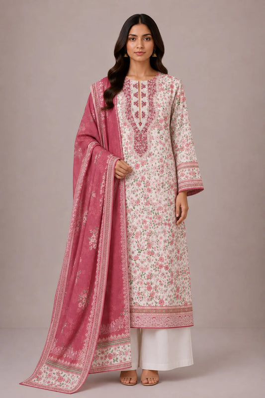 3 PIECE - EMBROIDERED CAMBRIC SUIT